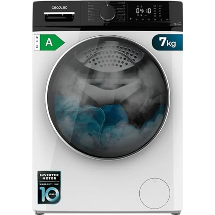 Cecotec Bolero Dresscode 7610, Frontlader-Waschmaschine 7 kg, Inverter A, 1400 U/min, Dampffunktion, 15 Programme, weiß – Bild 1
