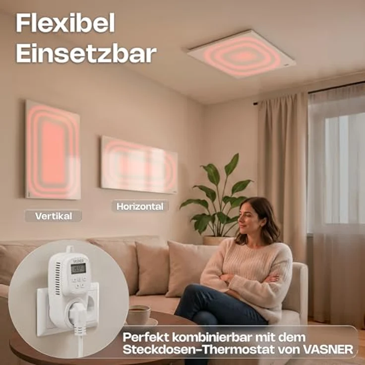 Vasner Infrarotheizung Citara M, Metall, 300 W, 40x60 cm, Infrarotheizung – Bild 6