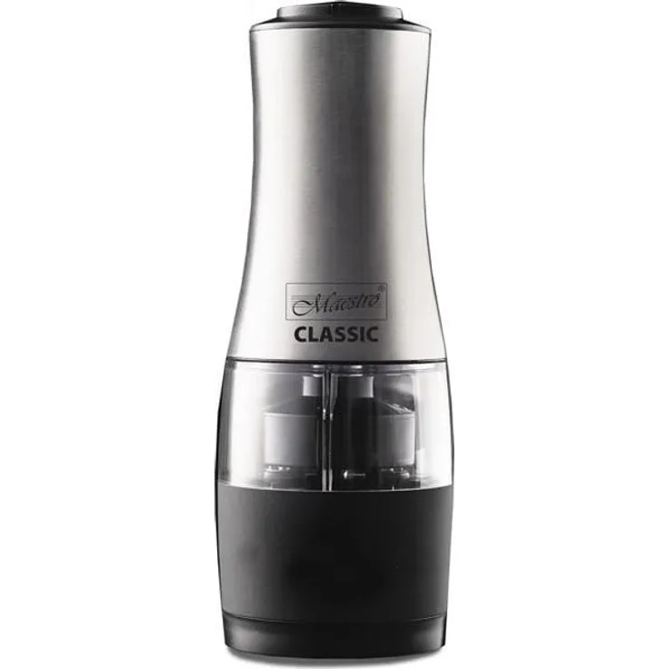 Maestro Gewürzmühle 2in1 elektrisches Salz, Pfeffermühle + Salzmühle, Schwarz, Silber