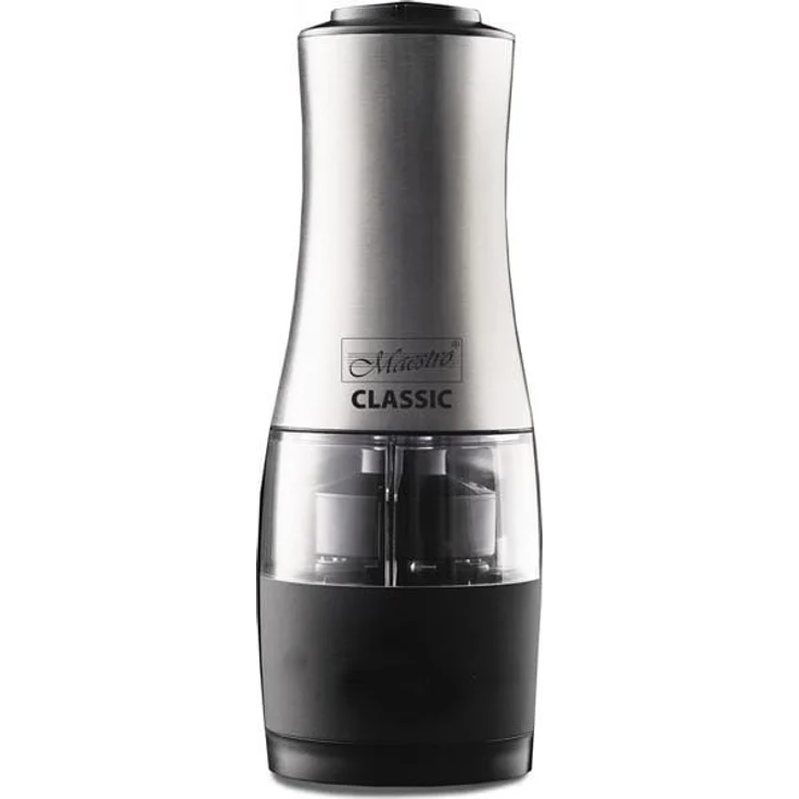 Maestro Gewürzmühle 2in1 elektrisches Salz, Pfeffermühle + Salzmühle, Schwarz, Silber