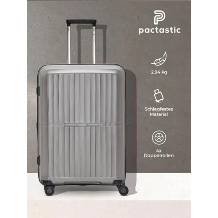 Pactastic Ultraleicht Hartschalen Check-in Koffer | Mittelgroßer Trolley 45 x 26 x 67 cm | von 71 auf 80 Liter erweiterbar nur 3,5 kg, Polypropylen | 4 Doppelrollen & TSA (Collection 01+) – Bild 3