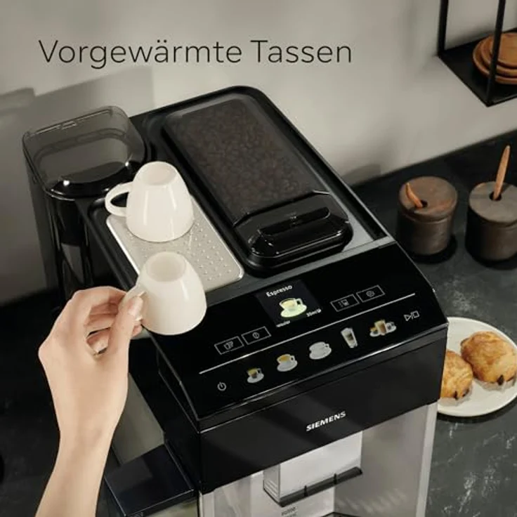 Siemens Kaffeevollautomat EQ500 integral TQ517D03, viele Kaffeespezialitäten, Milchaufschäumer, integr. Milchbehälter, 2-Tassen-Funktion, automat. Dampfreinigung, 1500 W, edelstahl/klavierlack schwarz – Bild 5