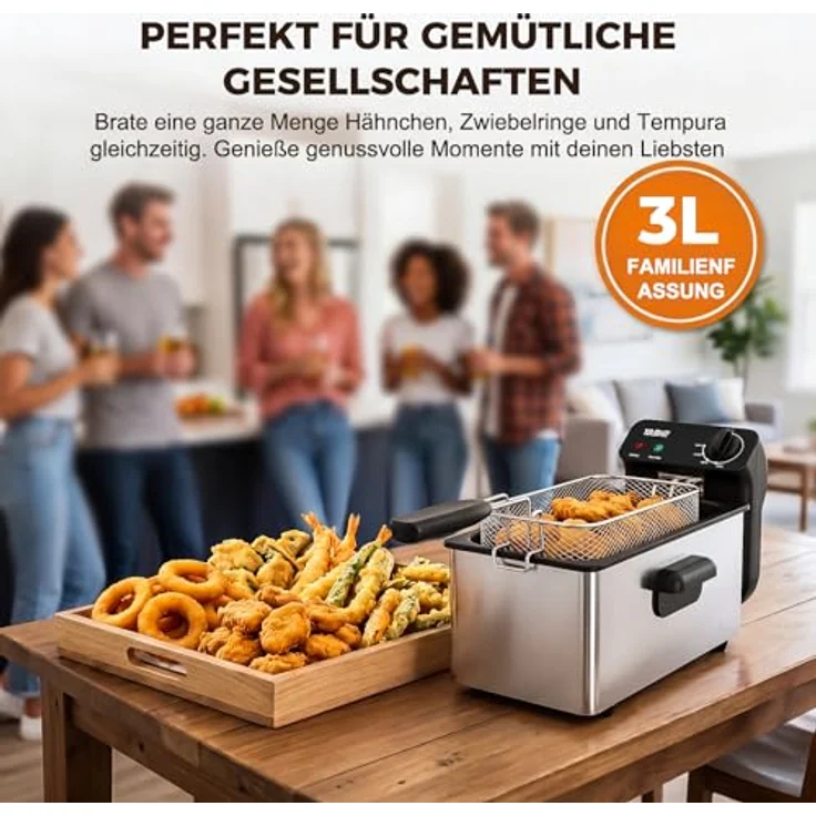 YASHE Friteuse mit Fett 3L, 2000 W, Sichtfenster, einstellbarer Thermostat und Überhitzungsschutz – Bild 5