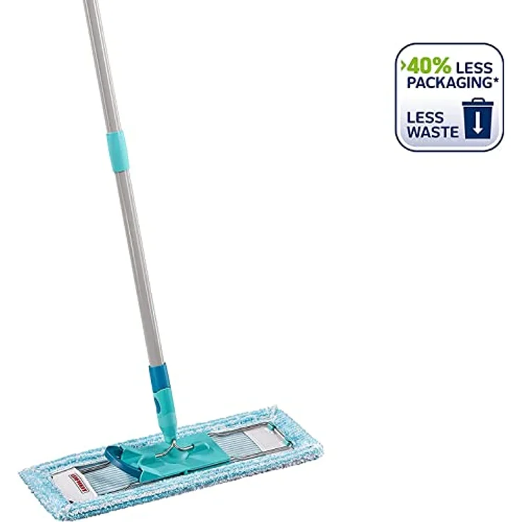 Leifheit rückenschonender Bodenwischer Profi XL super soft, Stahlstiel 146cm, Wischmopp mit Fußklick, Wischbezug für Parkett und Kork, 360° Drehgelenk, Click-System – Bild 2