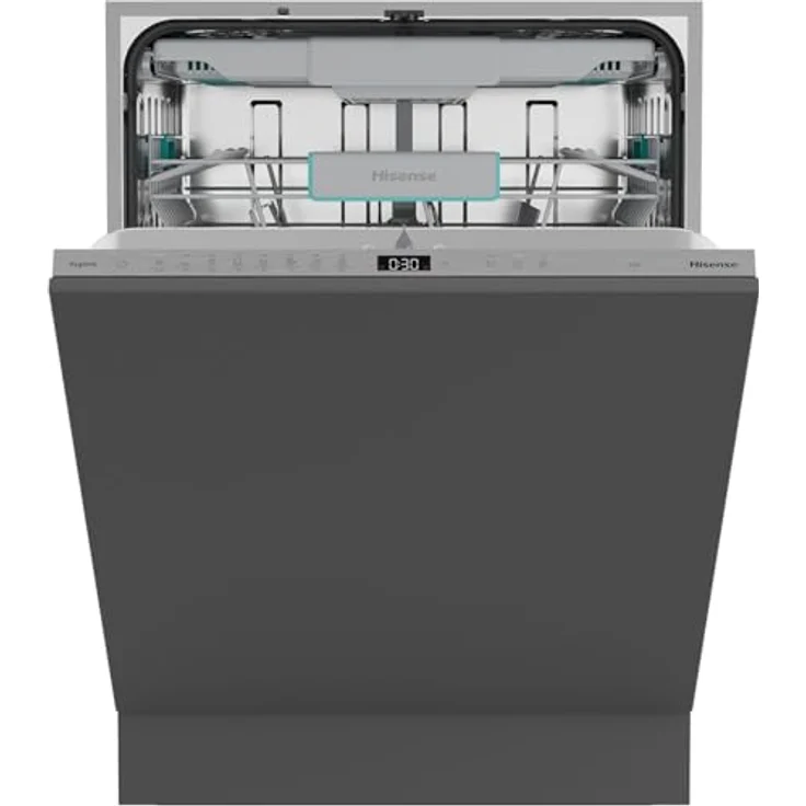 Hisense Hi6 Vollintegrierbarer Geschirrspüler, 60 cm, für 16 Maßgedecke, A-10% Energieeffizienz, Auto Dry, Edelstahl – Bild 1