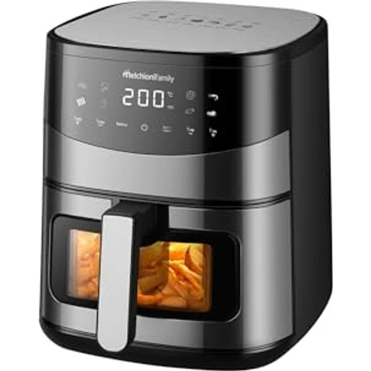 Melchioni Heißluftfritteuse ARIANNA, 2000 W, 6,5 L, Doppelheizung, 80–200 °C, 8 Programme, Farb-LED-Display, Sichtfenster – Bild 2