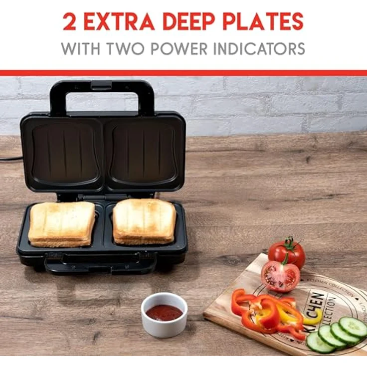 *Alpina* 2-in-1-Sandwichmaker XL, 900,00 W - Leistungsstarkes Must-have für schnelle und leckere Snacks, weiß – Bild 7