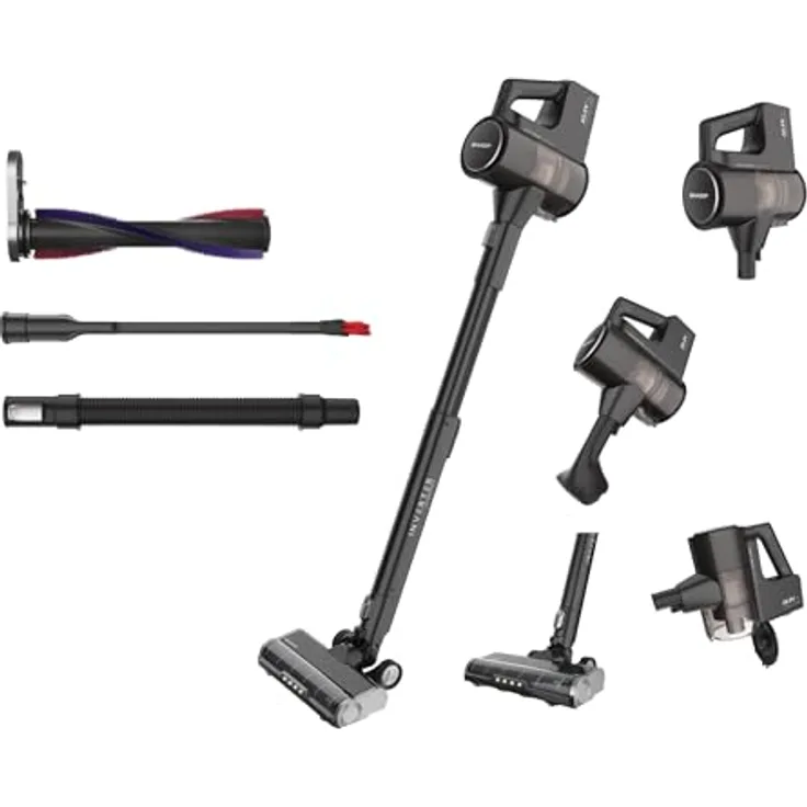 SHARP SA-VP4221BS Handstaubsauger, Kabellos, 300W BLDC-Motor, 65 Minuten Akkulaufzeit, HEPA H13-Filter, 0,75L Staubbehälter, 2,6kg, Schwarz