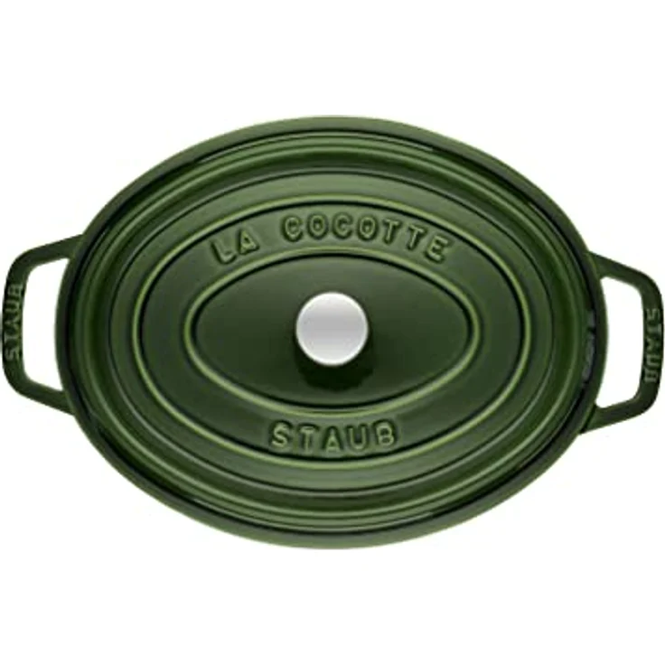 Staub 1103185 Cocotte-Bräter, oval mit Deckel 31 cm, 5,5 L, mit mattschwarzer lierung im Inneren des Topfes, basilikumgrün – Bild 5