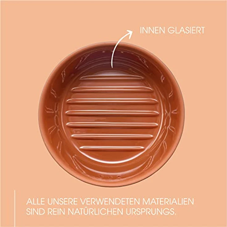 Römertopf Brottopf aus natürlicher Keramik, ideal für die Aufbewahrung von Brot Ø 30,0cm – Bild 2