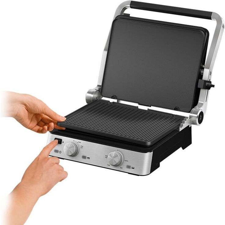 Braun Multigrill 7 CG 7020, Kontaktgrill inkl. Grill- und Flachplatte, Grillpositionen: Kontakt, BBQ, Ofen, Spülmaschinenfeste Platten, Fettauffangschale, 230° Höchsttemperatur, 2000 W, Schwarz/Edelstahl – Bild 2