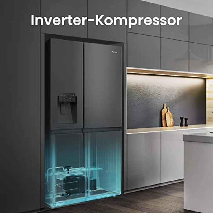 Hisense RS818N4TFE Side-by-Side Kühl-Gefrierkombination /179 cm/Inverter Kompressor/Total NoFrost/Multi Air Flow/Wasserspender mit Wassertank/Kühlteil 417 l/Gefrierteil 215 l/schwarz – Bild 3