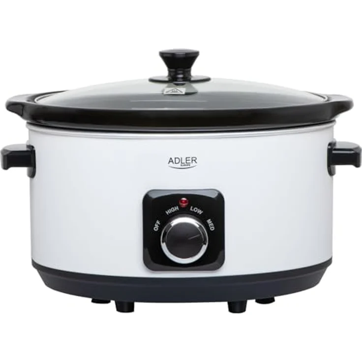 Adler ADLER Slow Cooker 5,8L, 290W Leistung, Keramische Schale, Edelstahlgehäuse, Glasdeckel – Bild 1