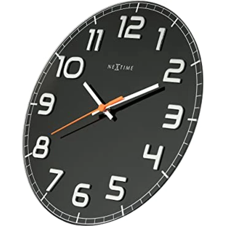 NeXtime 8817ZW Wanduhr CLASSY ROUND, lautlos, rund, aus Glas, Schwarz, ø 30 cm – Bild 4