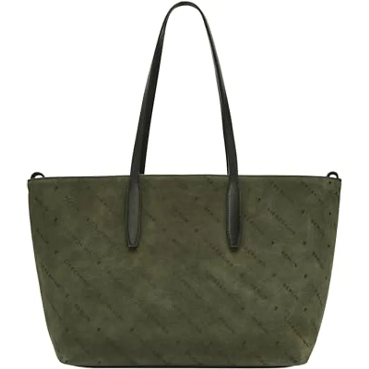 Liebeskind Monogram Shopper Tasche, 100% Leder, grün, 47 cm x 12 cm x 26 cm