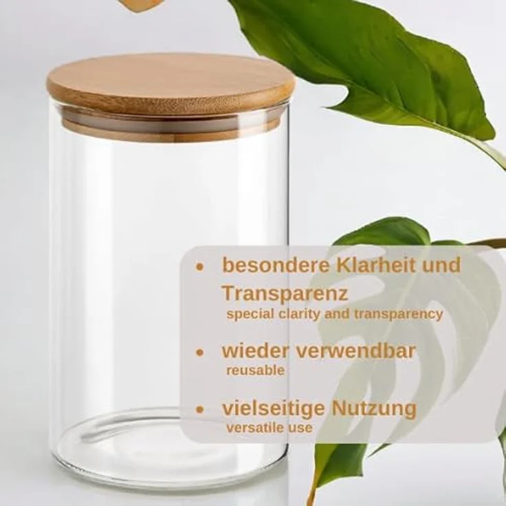 gouveo 6er Set Vorratsdose 500 ml rund aus Borosilikatglas mit Deckel - Robustes Vorratsglas, in verschiedenen Größen erhältlich – Bild 4