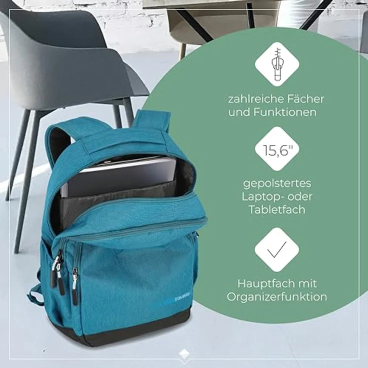 travelite Kick Off Rucksack 45 cm, petrol – Bild 6