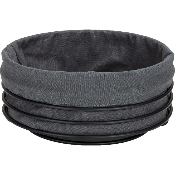 Justinus Brotkorb MAHIR, Brotkorb in Schwarz und Anthrazit, Ø 23 cm, aus Edelstahl und Stoff