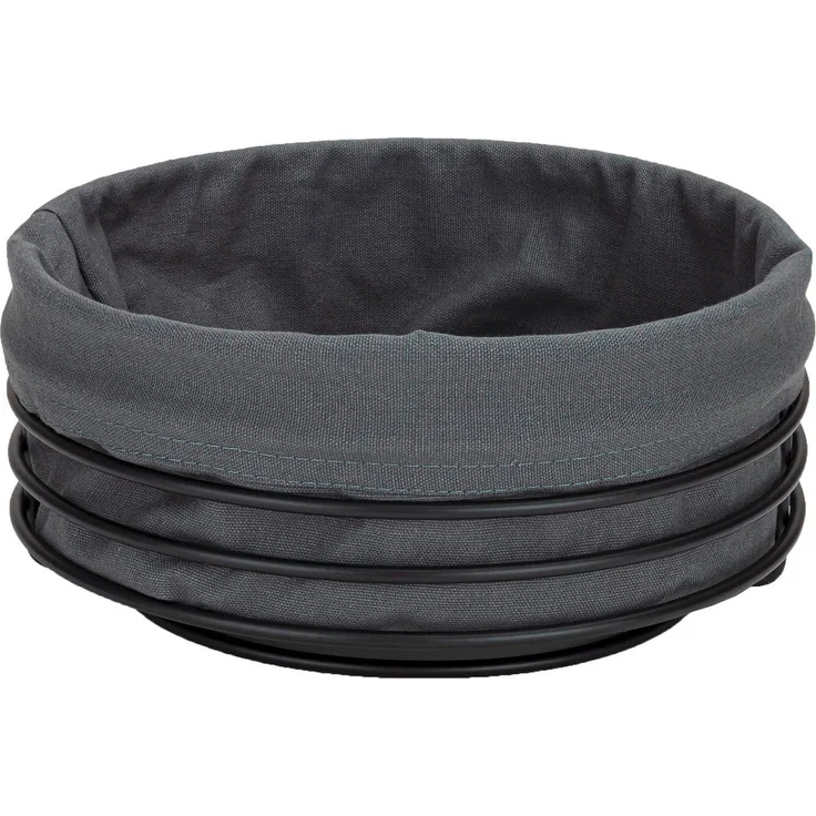 Justinus Brotkorb MAHIR, Brotkorb in Schwarz und Anthrazit, Ø 23 cm, aus Edelstahl und Stoff