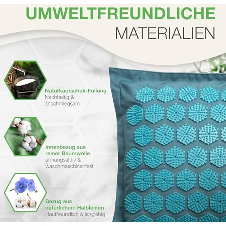 BACKLAxx® Akupressurmatte und Akupressur Kissen aus Halbleinen und Kokosfasern, nachhaltig und antibakteriell – Bild 4