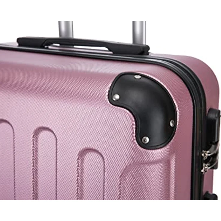 Flexot® F-2045 Koffer, Hartschale (3tlg. Set, Rosa) Zwillingsrollen Bordcase Suitcase Reisekoffer Trolley, elastisch und leicht – Bild 4