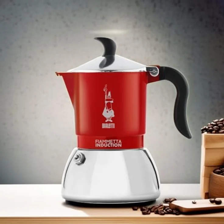 BIALETTI Espressokocher Bialetti FIAMMETTA, Induktionsgeeignet, Rot, 4 Tassen, Aluminium – Bild 2