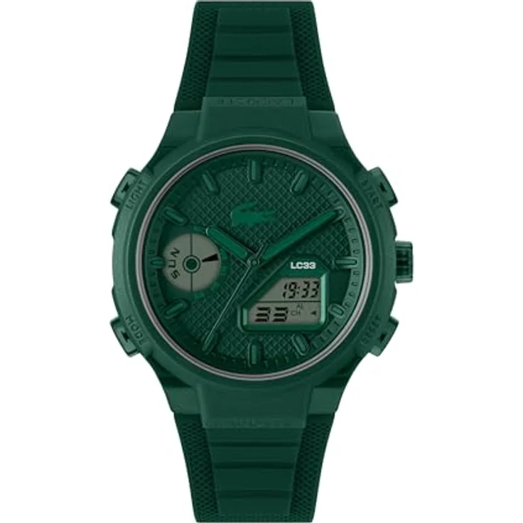 Lacoste Chronograph LC33 2011449, Quarzuhr mit analoge und digitale Anzeige, dunkelgrün, Silikonarmband, wasserdicht bis 10 bar, mit Multifunktionsalarm und Stoppfunktion – Bild 1