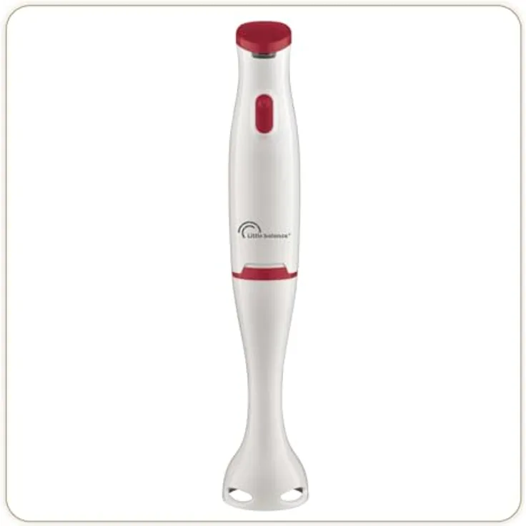 LITTLE BALANCE 8703 Easy Suppe, Stabmixer mit 400 Watt, Edelstahlklingen, Spritzschutz, weiß/rot