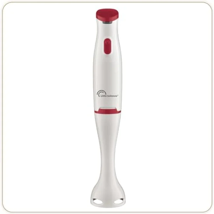 LITTLE BALANCE 8703 Easy Suppe, Stabmixer mit 400 Watt, Edelstahlklingen, Spritzschutz, weiß/rot – Bild 1