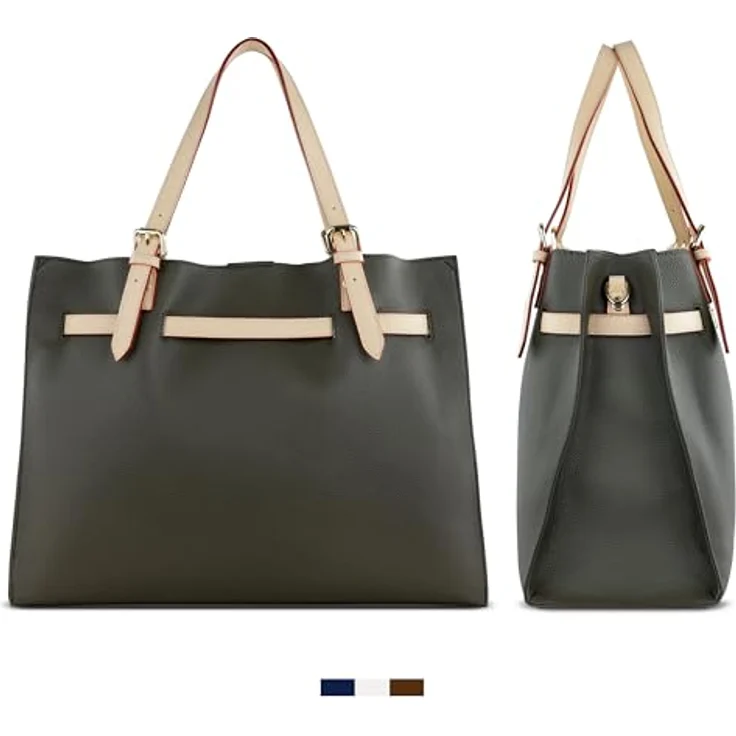 Bugatti Ella Shoulderbag L, elegante Tote Bag aus hochwertigem Kunstleder, grau, 2 Tragevarianten – Bild 3