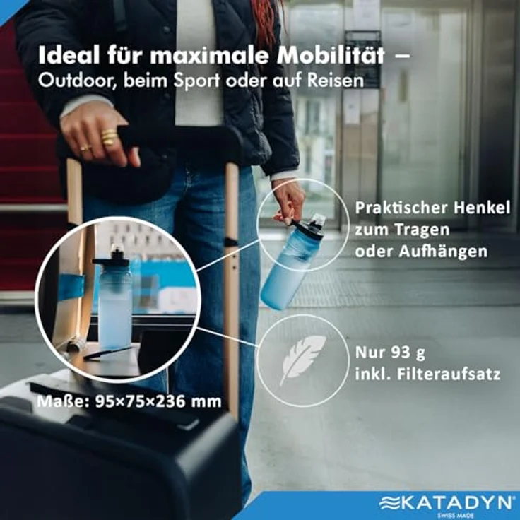 Katadyn BeFree AC Wasserflasche, 0,7L mit 2-Stufen-Filtersystem, Blau – Bild 6