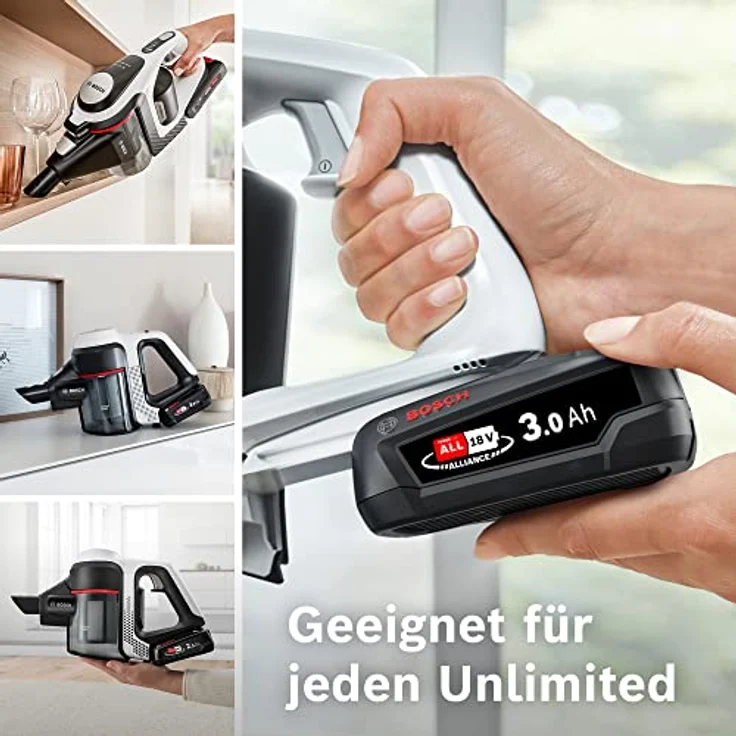 Bosch BHZUB1830 Wechselakku (geeignet für den kabellosen Handstaubsauger Unlimited, 3,0 Ah Laufzeit) schwarz – Bild 6