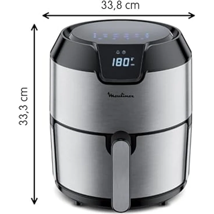 Moulinex EasyFry Deluxe EZ401D Fritteuse ohne Öl für gesunde Zubereitung mit Heißluft, kompaktes Design, Temperaturregelung, Timer, 8 Menüs, Air Pulse Technologie – Bild 3