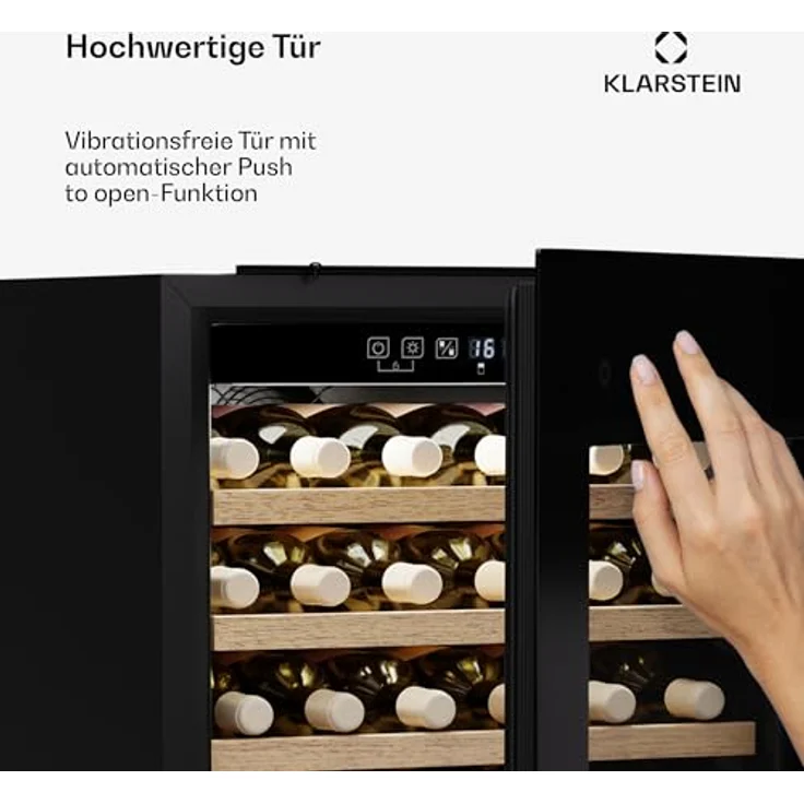 Klarstein Rhone 59 Uno Weinkühlschrank - 59 Flaschen, 1 Zone, 5-20 °C, LED-Steuerung, UV-Schutz, Leiser Betrieb, Schwarz – Bild 5