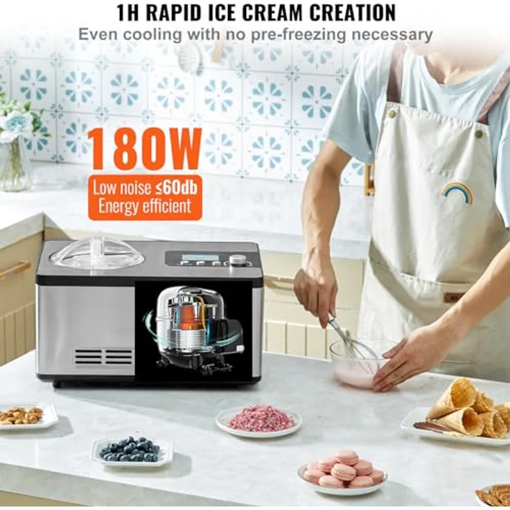 VEVOR Eismaschine 2 L, 180 W Frozen Joghurtbereiter Speiseeismaschine 3 Modi Haushalt, mit leistungsstarkem Kompressor – Bild 4