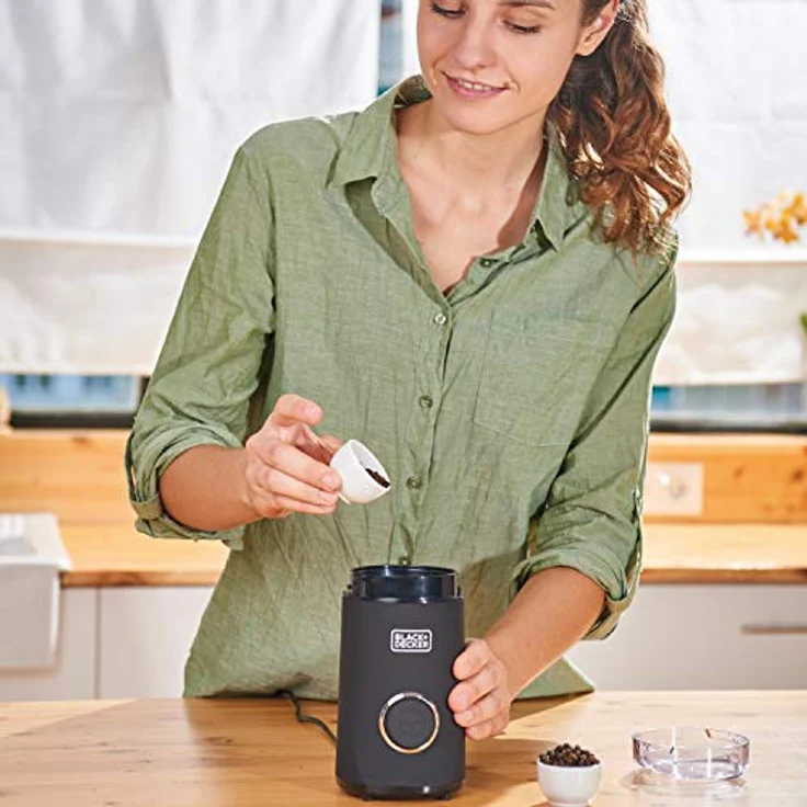 Black + Decker BXCG150E - Elektrische Mühle für Kaffee, Nüsse, Gewürze, Samen. Schnell, 150W, 50g, Behälter und Klingen aus Edelstahl, Schwarz, – Bild 5