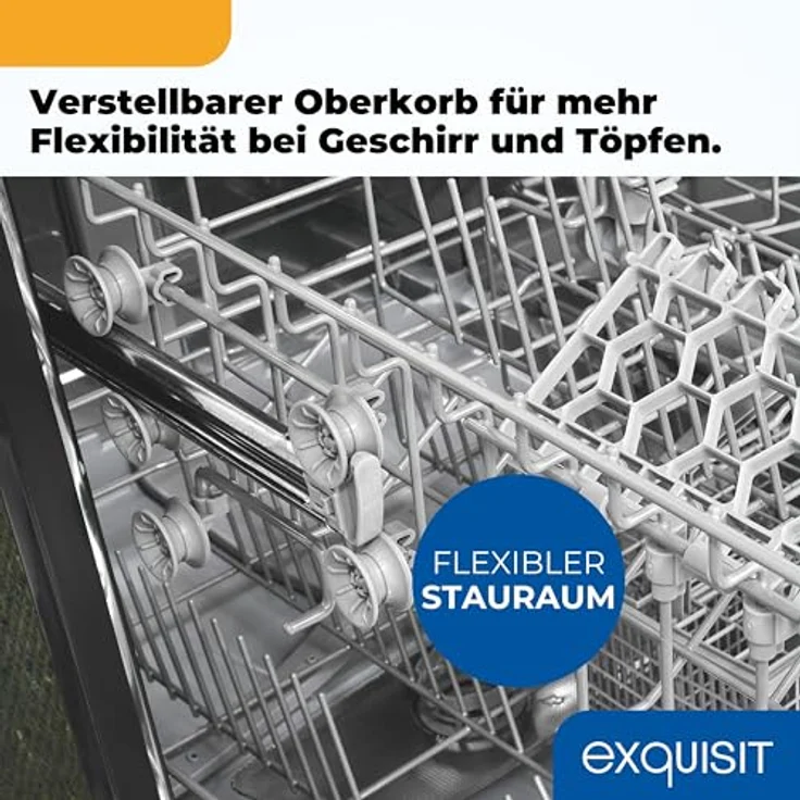 Exquisit EGSP56012-E-030E, vollintegrierter Einbaugeschirrspüler 60cm, 12 Maßgedecke, 11 Liter Verbrauch, 4 Spülprogramme, ECO-Modus, silber – Bild 8