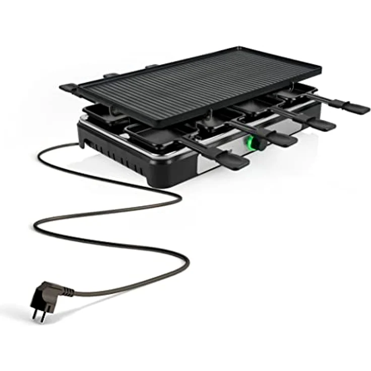 Tristar Raclettegerät RA-2748 – 3-in-1 – Raclette/Kochstein/Grill/Teppanyaki – Für 8 Personen – 1400 W, Schwarz – Bild 5