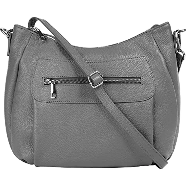 Samantha Look Umhängetasche, Damen Leder, echt Leder, Made in Italy, matt, schwarz – Bild 1