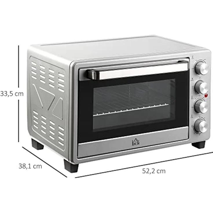 HOMCOM Minibackofen, Standgerät, Garraum 32 l, 1600 W, silber – Bild 5