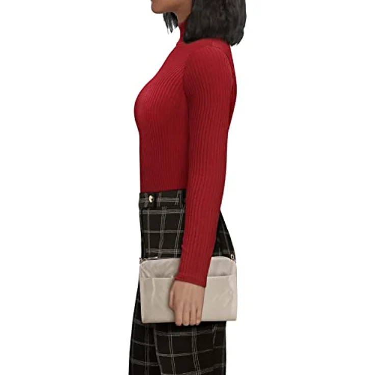 Picard Switchbag, Handtasche aus glänzendem Nylon, Beige mit Karabinerhaken und Schultergurt – Bild 7