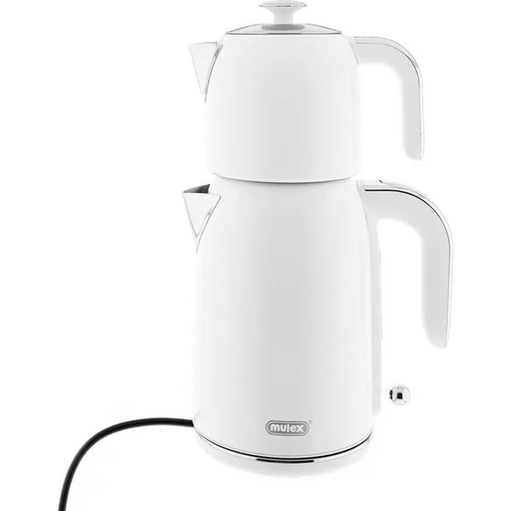Mulex Tee Express, 2-in-1 Wasser-/Teekocher mit 1,7L Wasserkocher und 1L Teekanne, 2200W, Edelstahl, Weiß