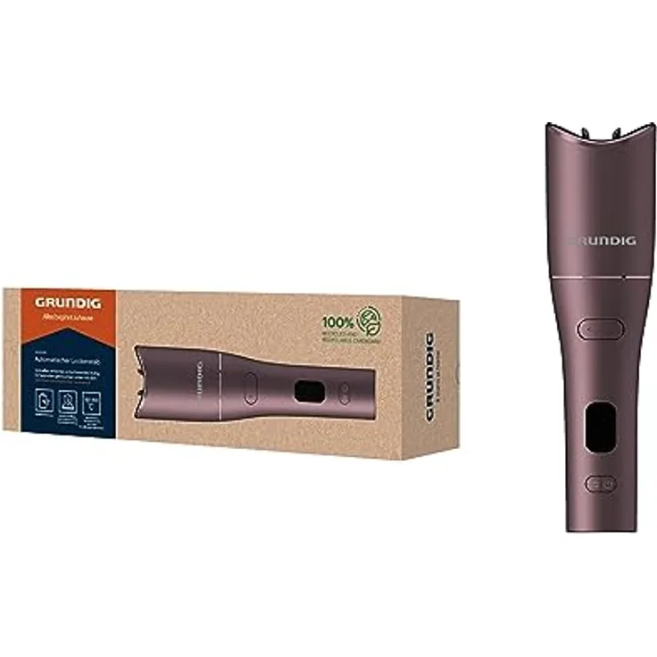 Grundig EasyCurl HS 6230 Automatischer Lockenstab, kabellos, mit 3 Temperaturstufen und Keramikbeschichtung, Timerfunktion, LC-Display, Violett