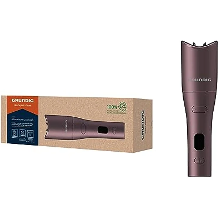 Grundig EasyCurl HS 6230 Automatischer Lockenstab, kabellos, mit 3 Temperaturstufen und Keramikbeschichtung, Timerfunktion, LC-Display, Violett – Bild 1