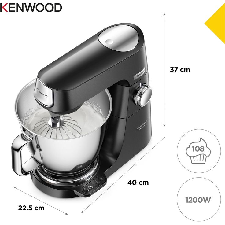 Kenwood KVL85.004.BK Titanium Chef Baker XL Küchenmaschine, 1200W, 5L,7L Schüssel, schwarz, Serie: Titanium Chef Baker XL – Bild 6
