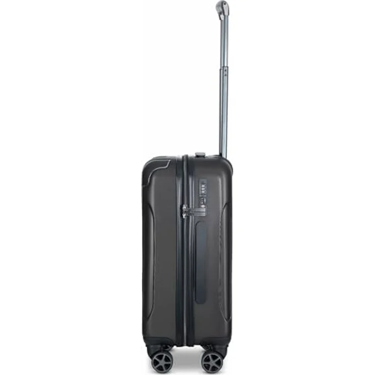 bugatti Valencia Handgepäck Koffer | Cabin Max Trolley mit 4 Rollen, arretierbarem Griff & Kreuzpackgurt | 38 cm x 24 cm x 55 cm, Schwarz – Bild 4