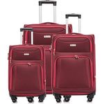 COFI 1453 Hochwertiges 3er Kofferset aus Stoff mit Erweiterbarer Kapazität und 360° Rädern Rot