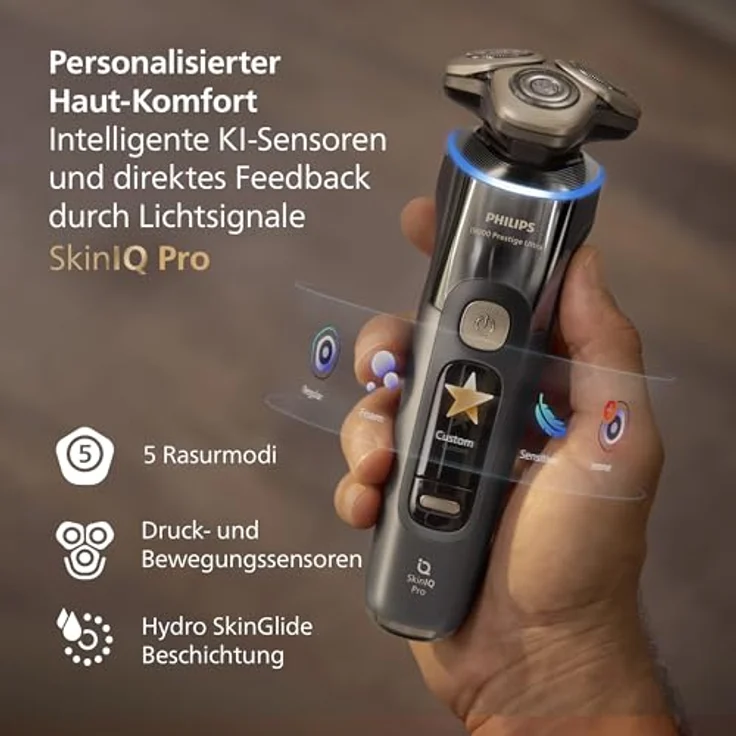 PHILIPS XP9402/11 Elektrorasierer i9000 Prestige Ultra, NanoTech Dual Precision-Klingen, Dreifach-Lift & Cut-System, anthrazit, ohne Reinigungsstation – Bild 6