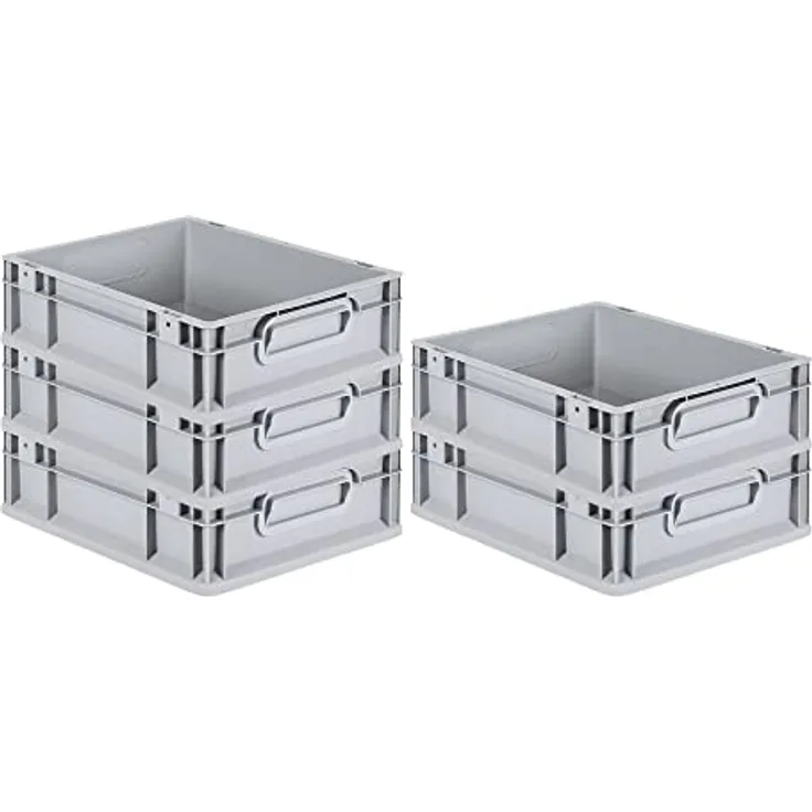 PROREGAL SuperSparSet 5x Eurobox NextGen Grip | HxBxT 12x30x40cm | 11 Liter | Griffe geschlossen | Glatter Boden | Eurobehälter, Transportbox, Transportbehälter, Stapelbehälter
