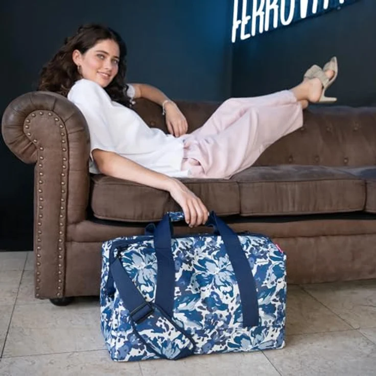 reisenthel Allrounder L Handtasche, praktische Reisetasche mit großem Hauptfach und Steckfächern, flora blue, Blau – Bild 8